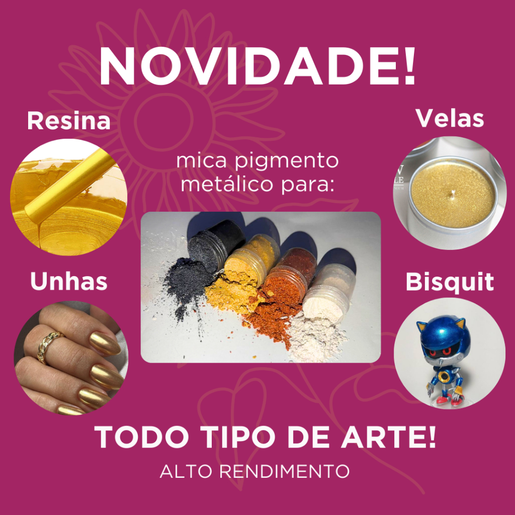 Kit 3 Mica Pigmento Metálico Cores Neutras Base - Artesanato Resina Velas Diy - Branco Dourado Bronze — imagem 2 de 2