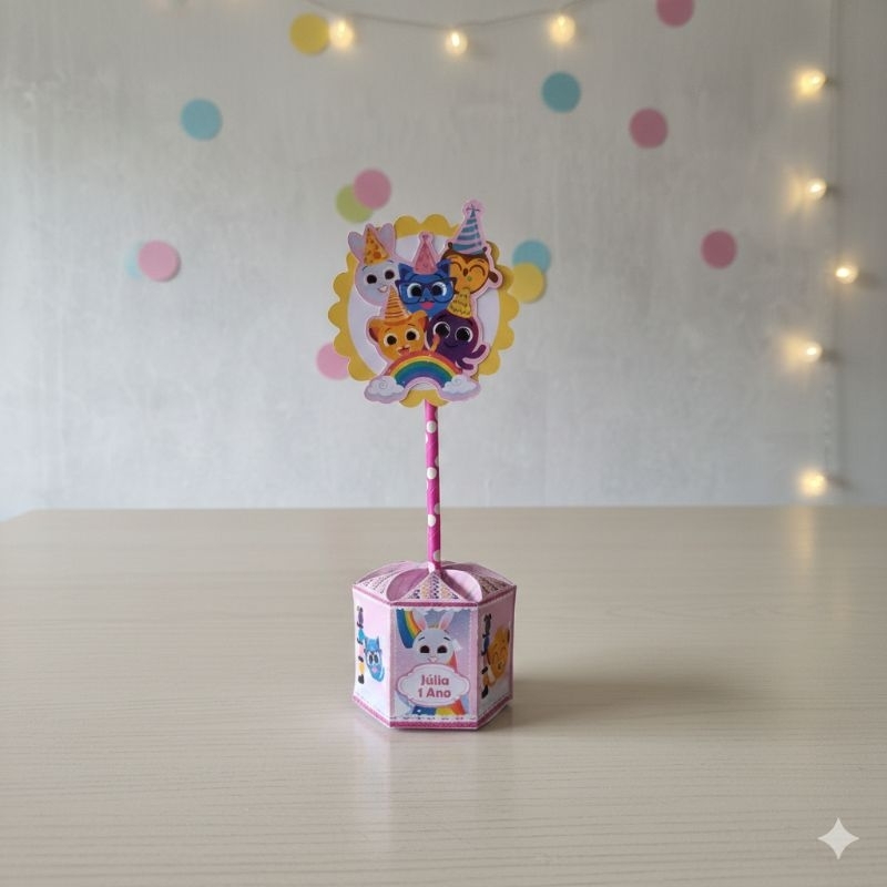 kit Festa Infantil Centro de Mesa Personalizado Bolofofos com Nome e idade Lembrancinha Pegue e Monte Aniversário
