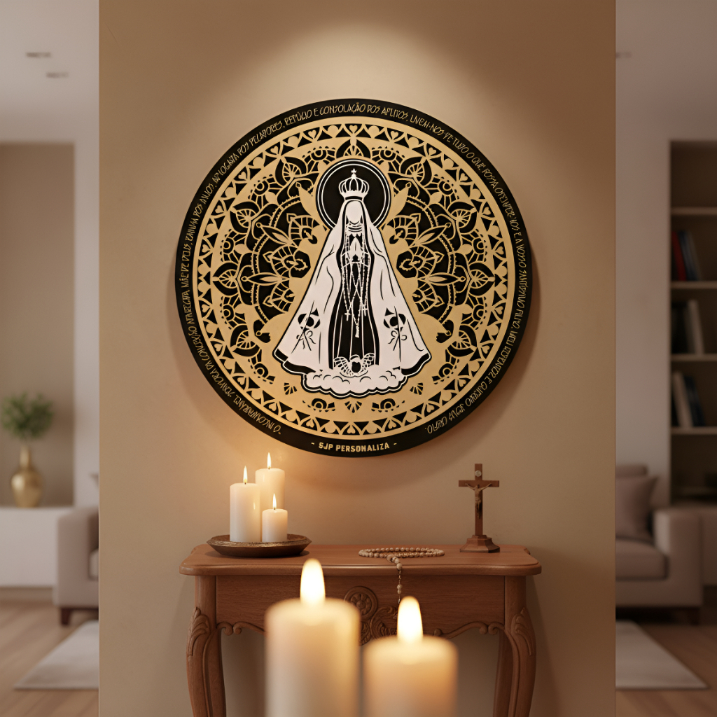Mandala Nossa Senhora Aparecida Quadro Grande Com Oração Altar Pai Nosso Quadro Decorativo Vazado