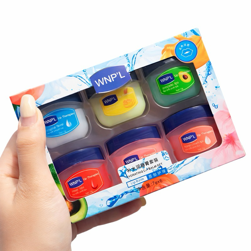 Kit 6 Hidratante Labial WNPL Sabor Frutas Bálsamo Lip Balm Reparador Lábios Secos