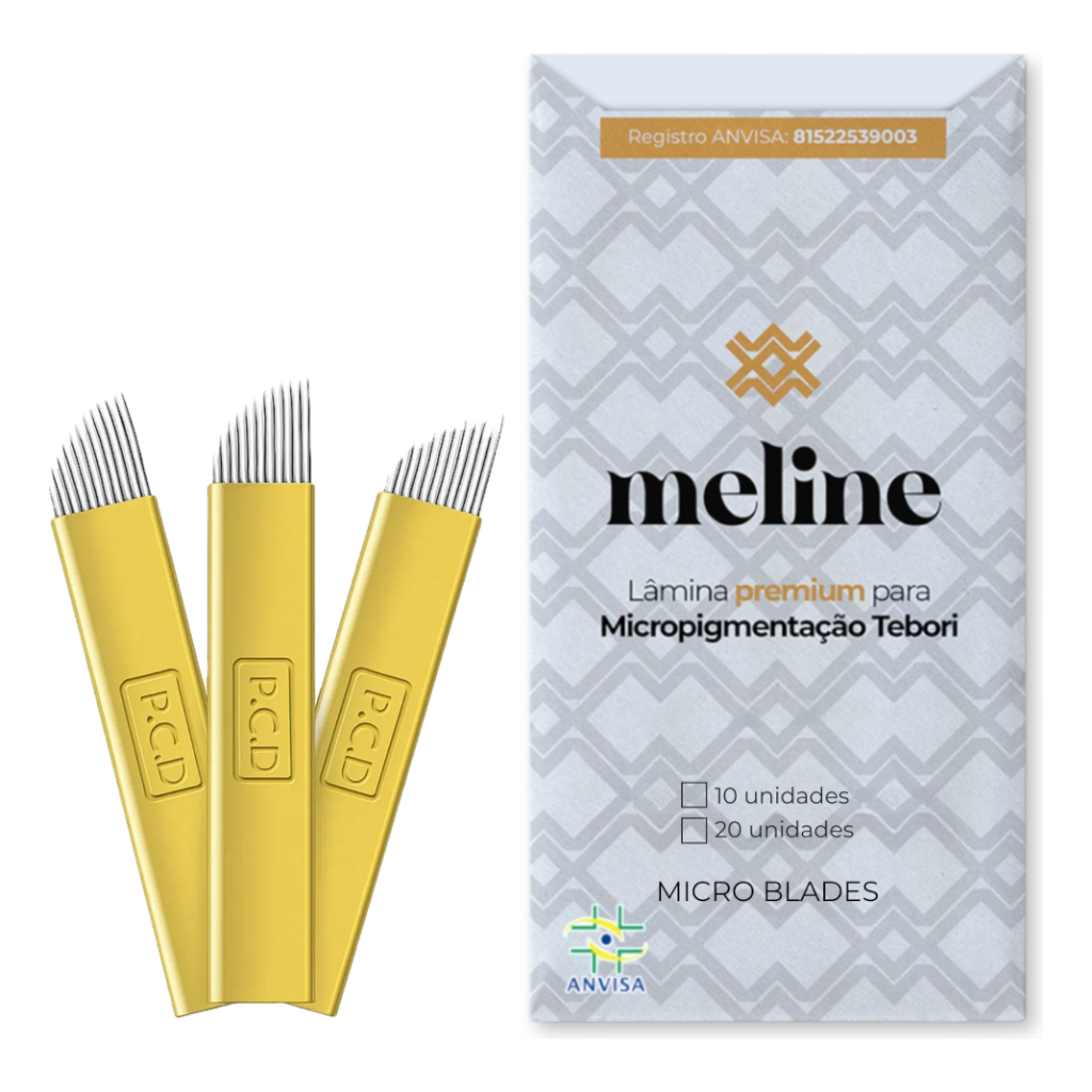 Lâmina para Microblading Tebori 0.20mm Flex Chanfrada Micropigmentação Fio a Fio Anvisa Meline - Kit 10 em Oferta na Shopee