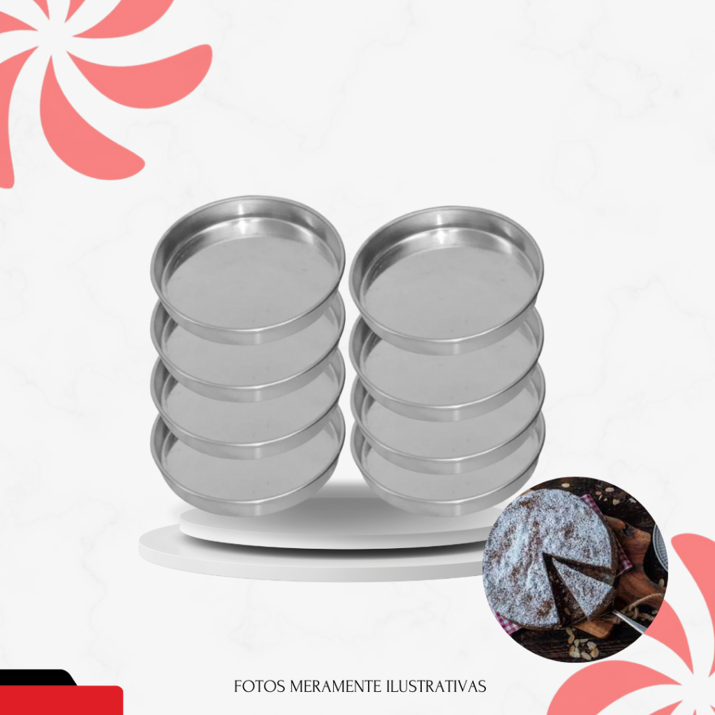 KIT COM 8 FORMAS REDONDAS PARA BOLOS / NAKED CAKE - 10X3