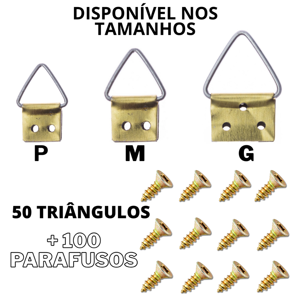 Kit 50 Pendurador Triângulo Quadros Mdf Artesanato + Parafusos P M G