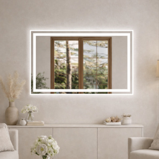 Espelho Grande Retangular Com Led Jateado e touch 80X50 Ideal Para Banheiro Lavabo e Penteadeira de Maquiagem em Oferta na Shopee