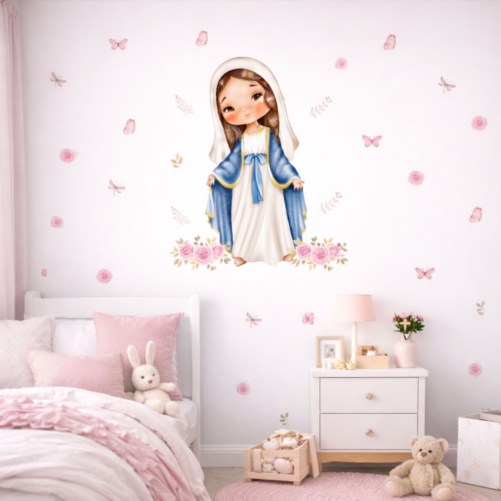 Adesivo decorativo Nossa Senhora das Graças flores borboletas - Algidecor em Oferta na Shopee