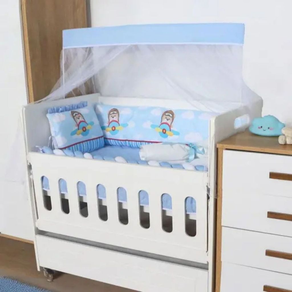 Kit Mini Berço 10 Peças Completo com Mosquiteiro
