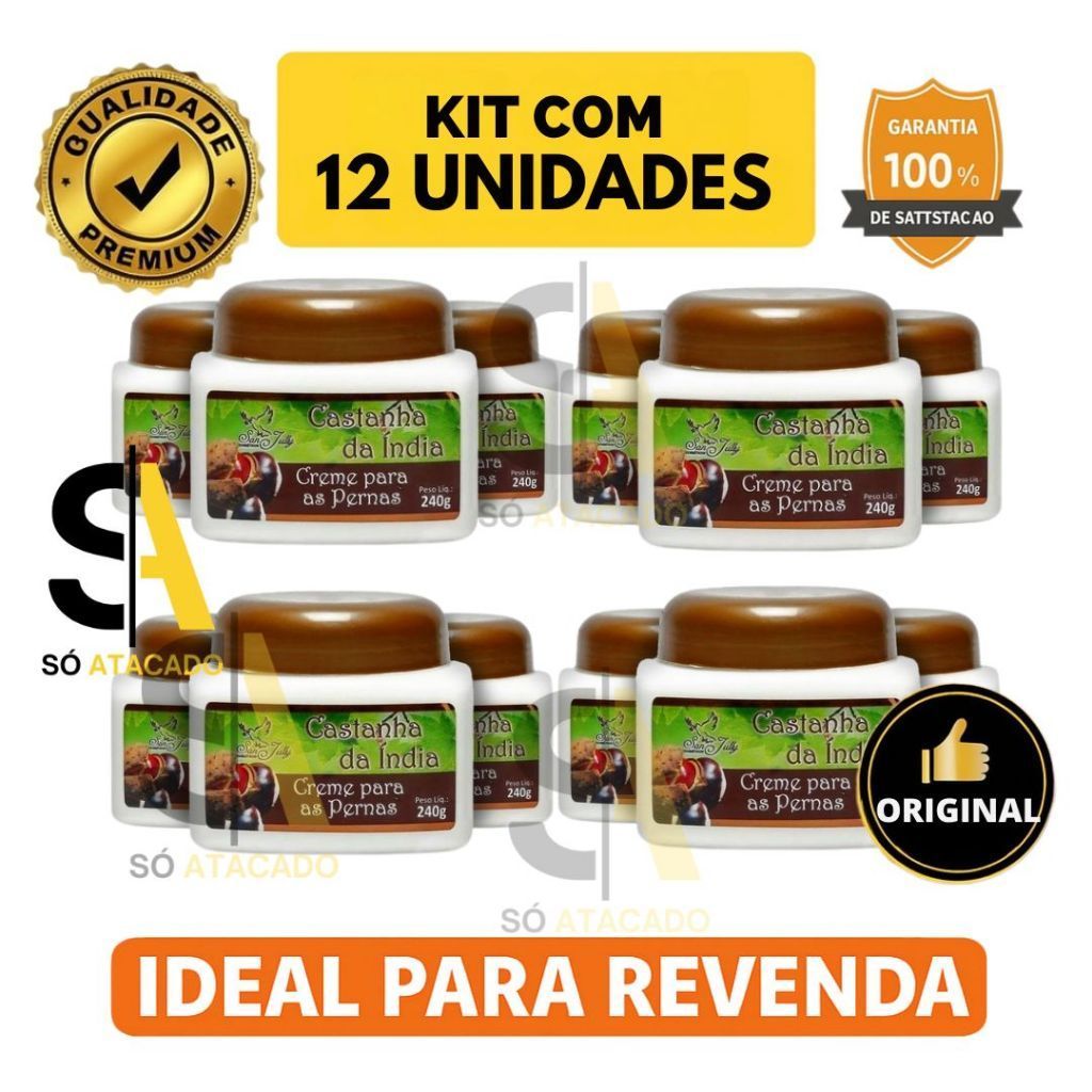 Kit 12 Cremes Castanha da Índia 240g SanJully Para Pernas- Original Sanjully em Oferta na Shopee
