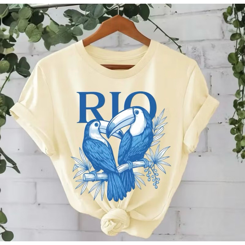 Camiseta Feminina Algodão Tropical Brasil Amazônia Estampa Rio Araras