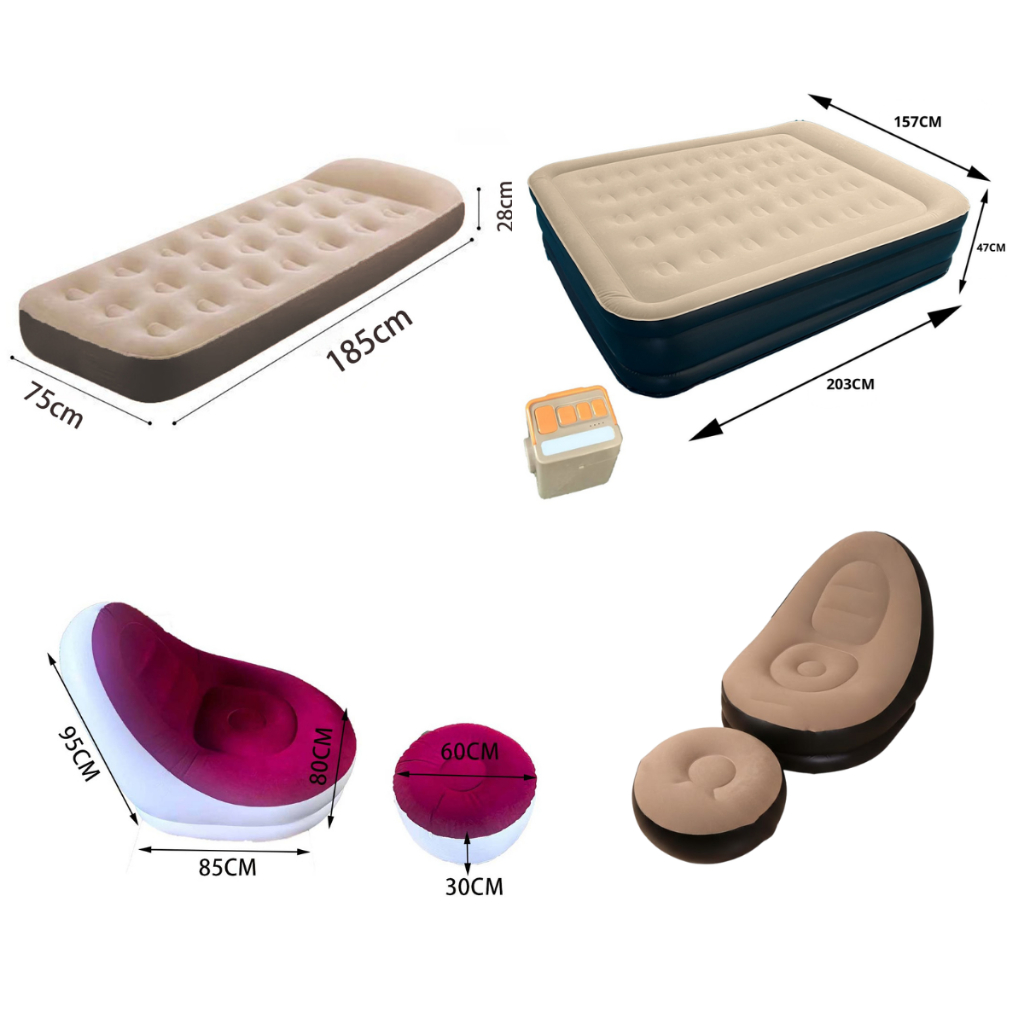 Cama De Ar Inflável Casal Dupla, Solteiro & Sofá Inflável com Apoio para os Pés - TEX