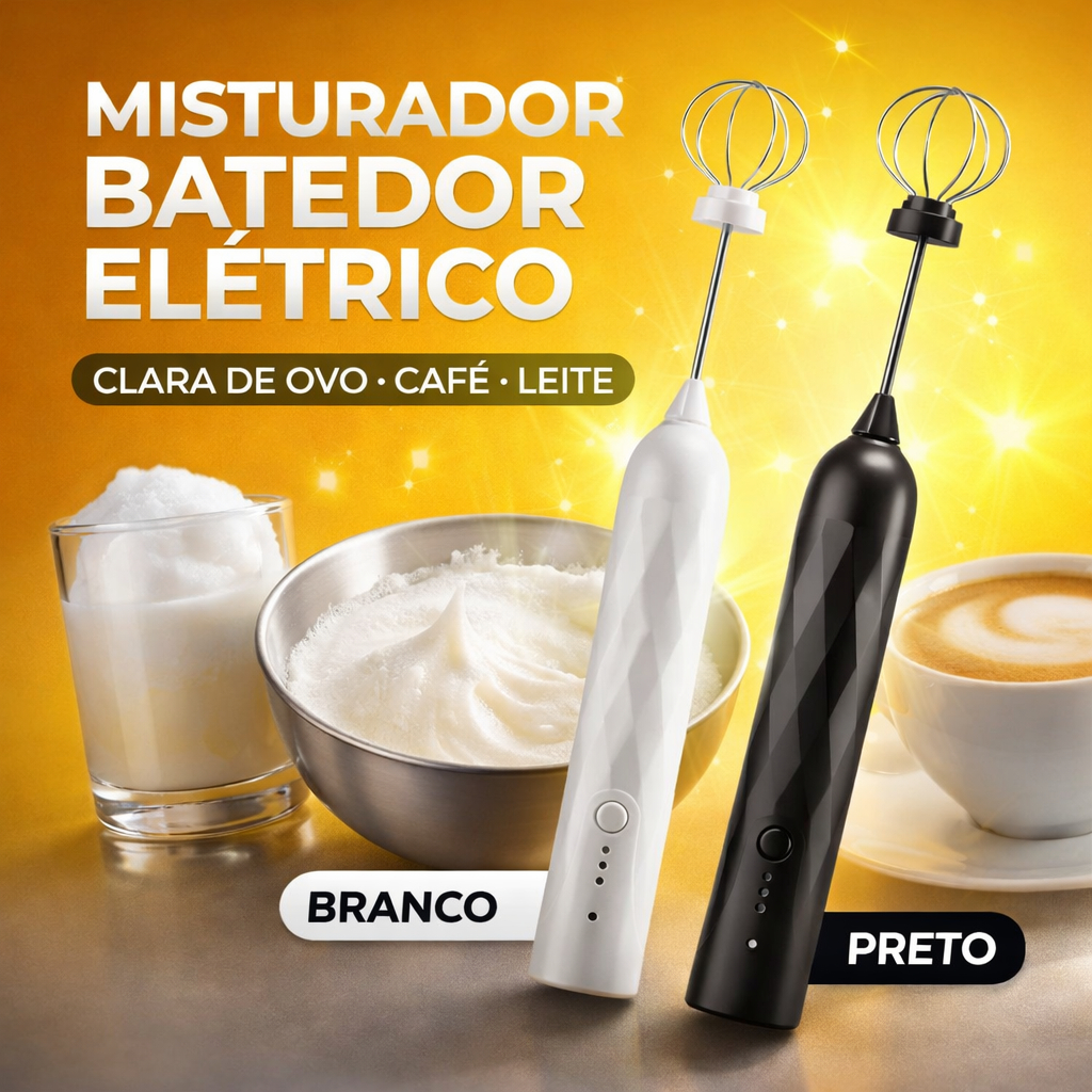 Misturador Batedor Mixer Elétrico Para Claras de Ovos Leite Café Clara de Ovo, para Cozinha Doméstica