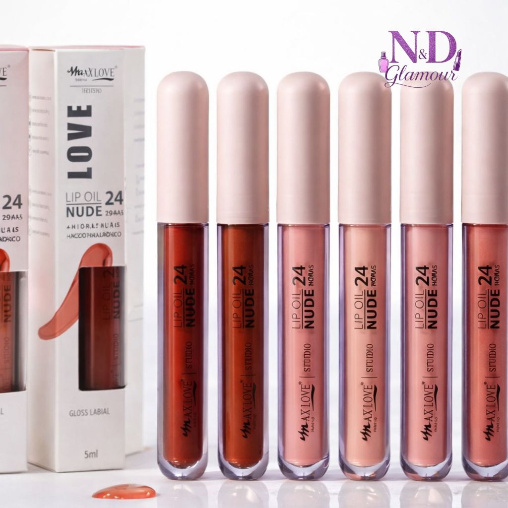 Lip Oil Nude Max Love 24h 5ml | Gloss Labial Hidratante com Ácido Hialurônico em Oferta na Shopee