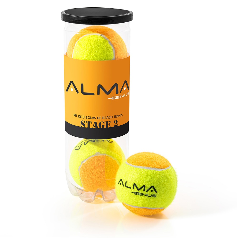 Kit Com 3 Unidades Bola Beach Tennis Stage 2 Profissional Alma Genius em Oferta na Shopee