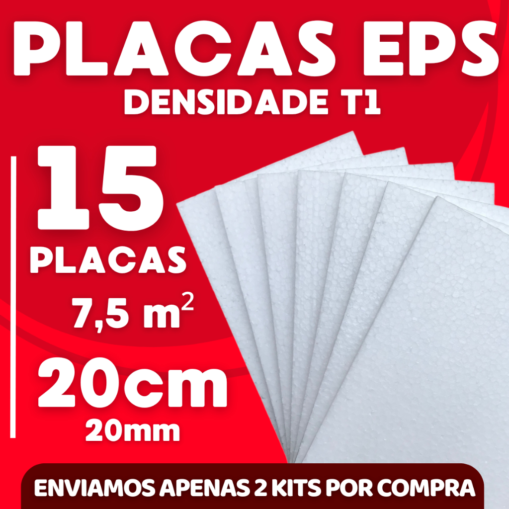 15 Placas Forro EPS Antichamas Espessura 20mm ( 2cm ) Tamanho 100x50x2cm  Térmico - Envio Imediato