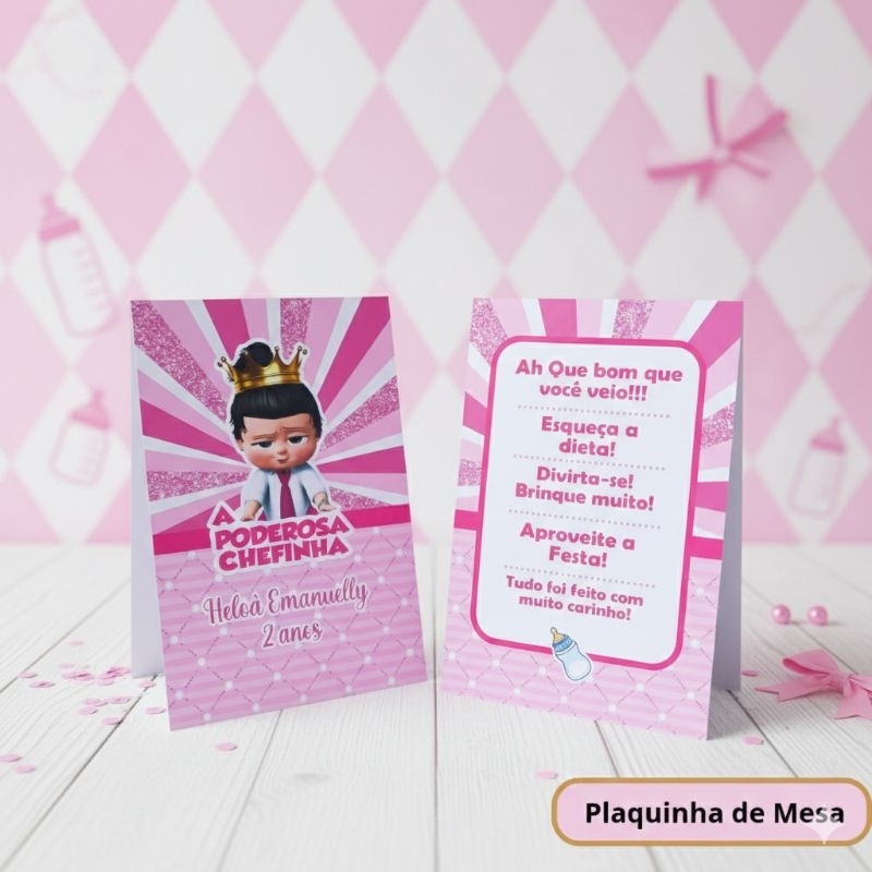 kit Plaquinha de Agradecimento A Poderosa Chefinha - Centro de Mesa - Personalizados- Lembrancinha- Festa- Decoração