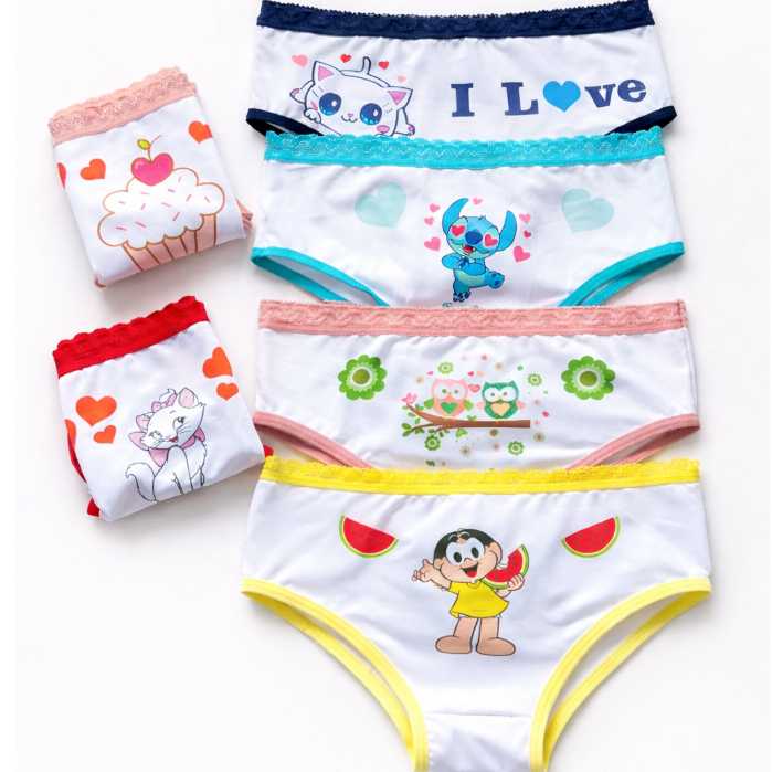 kit 5 calcinha infantil calçolinha meninas estampada bebê menina moça C26 em Oferta na Shopee