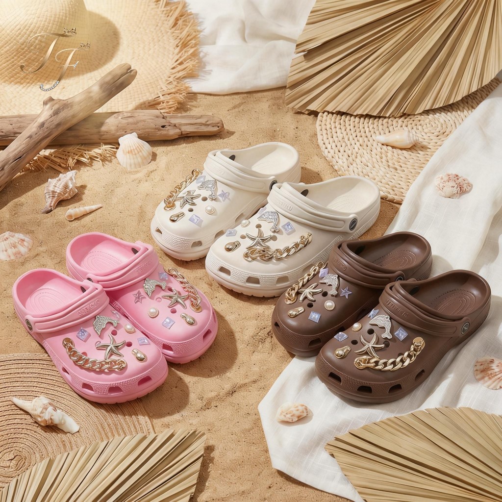 Sandália Feminina Personalizada com Strass e Correntes Douradas - Leve e Antiderrapante em Oferta na Shopee