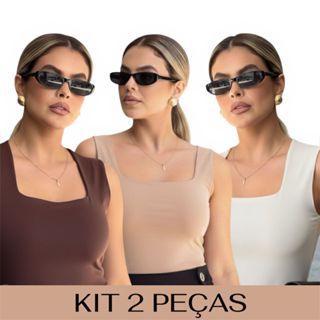 Kit 2 Regata Feminina Blusinha Decote Suplex Básica Lisa Moda Elegante Blogueira Tendência Academia em Oferta na Shopee