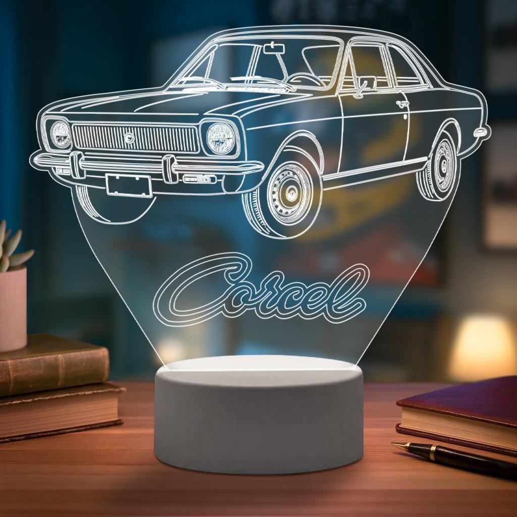 Luminaria Abajur Led Ford Corcel 1 Decoração Automotiva Usb Branco Branco 127/220v
