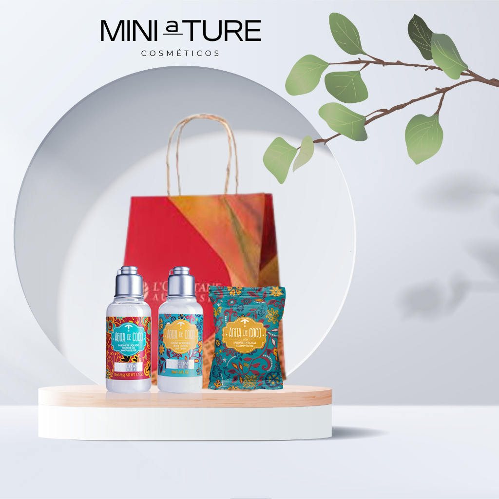 Loção Corporal 50ml + Sabonete liquido cremoso 50ml + Sabonete Vegetal 50g Água de Coco L'occitane  Au Brésil