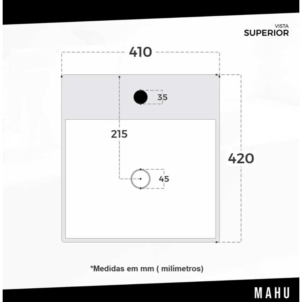 Cuba 40x40 de Porcelana Louça Mahu Com Válvula Click Branca Design Moderno Banheiro — imagem 2 de 2