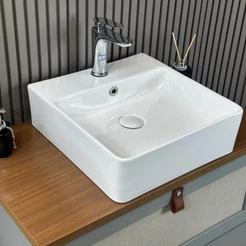 Cuba 40x40 de Porcelana Louça Mahu Com Válvula Click Branca Design Moderno Banheiro