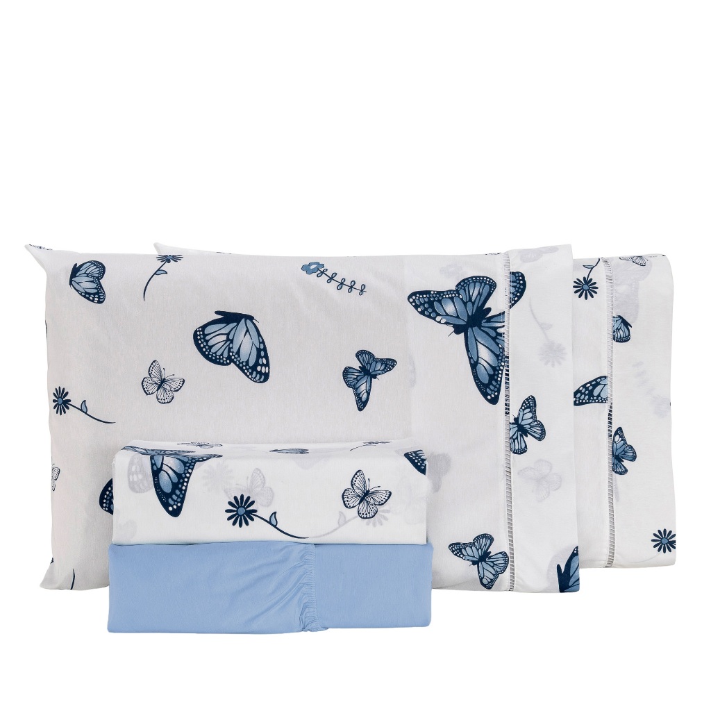 Jogo De Lençol Casal Padrão 4 Peças Algodão Percal 180 Fios Ponto Palito La Vie Jogo de Cama Estampado