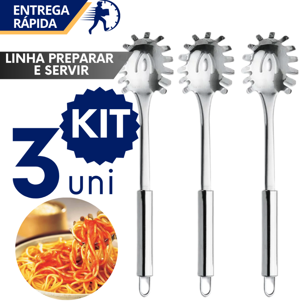 Pegador de Macarrão Longo Massas Espaguete 100% Inox Cozinha em Oferta na Shopee