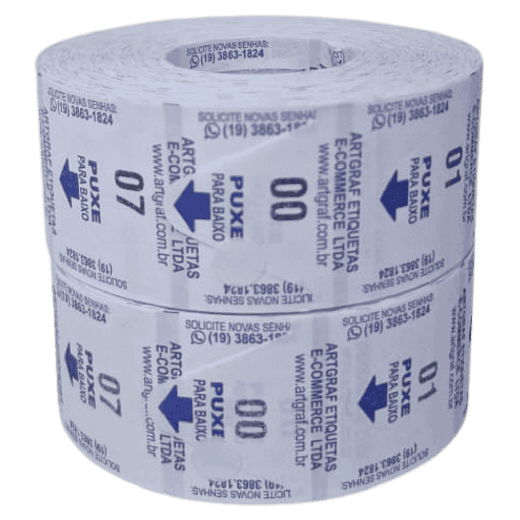 2 Bobina Senha Rolo C/2000 Azul 2 Dígitos Numeradas 01-99 P/Dispenser Senha