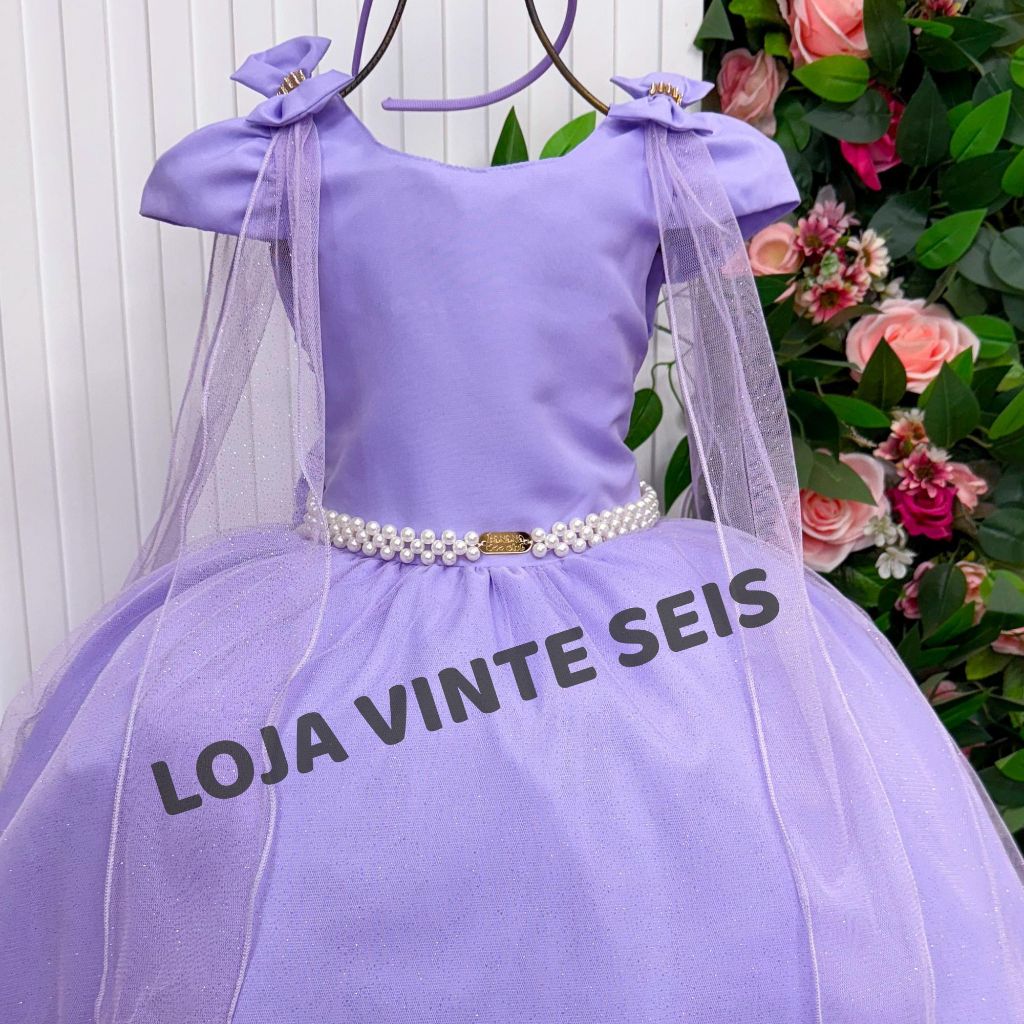 Vestido Lilás Longo Infantil Menina Formatura Festa Aniversário Casamento Daminha Luxo 1 ao 16 anos