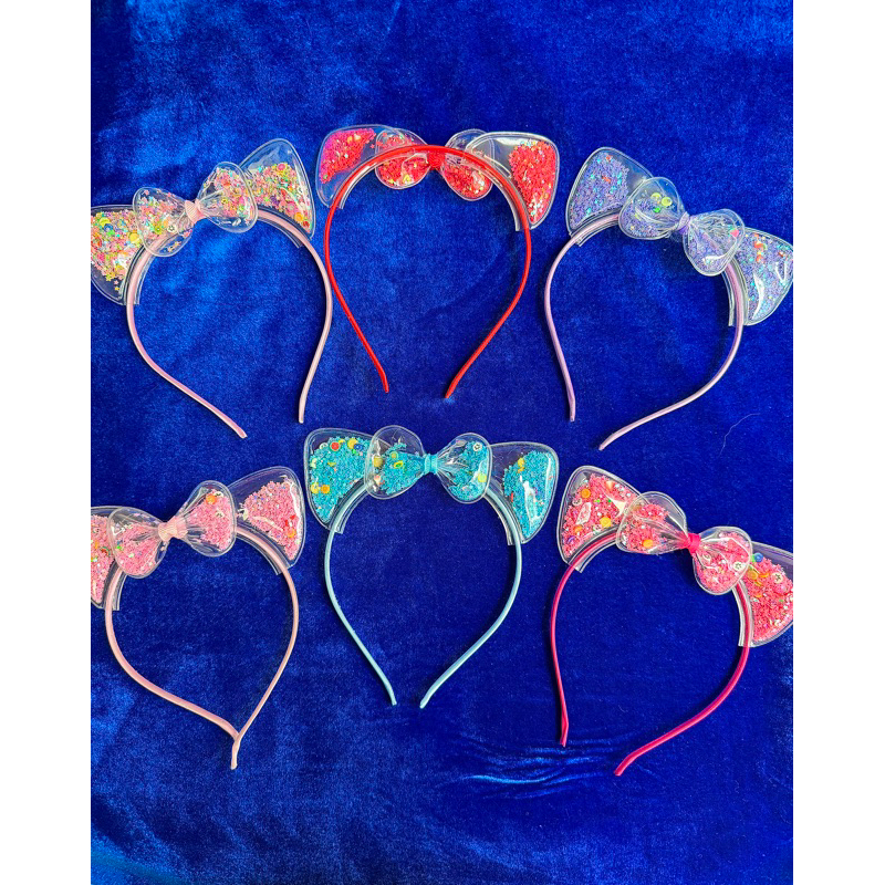 Tiara Infantil com Laço Transparente e Glitter – Várias Cores