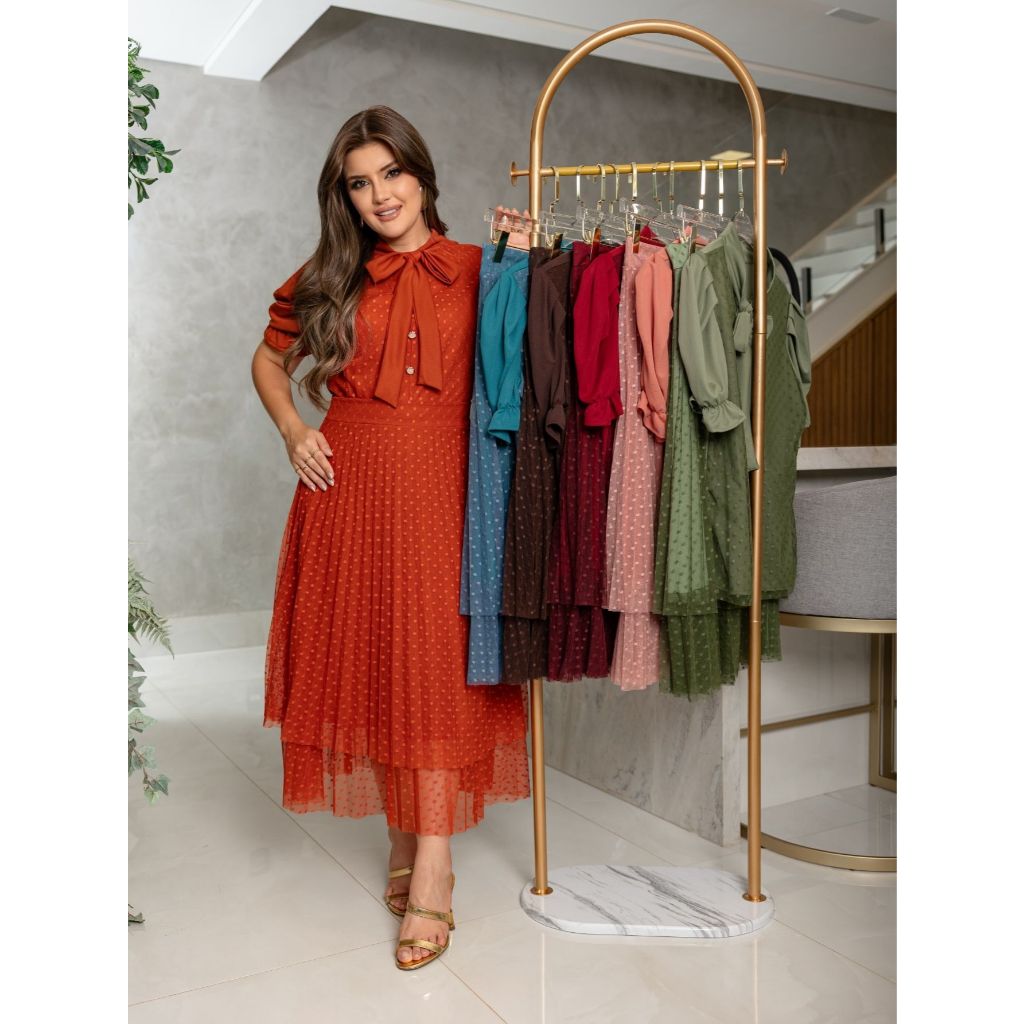 CONJUUNTO BLUSA E SAIA EM TULE FORRADO MODA EVANGELICA E FEMENINO em Oferta na Shopee