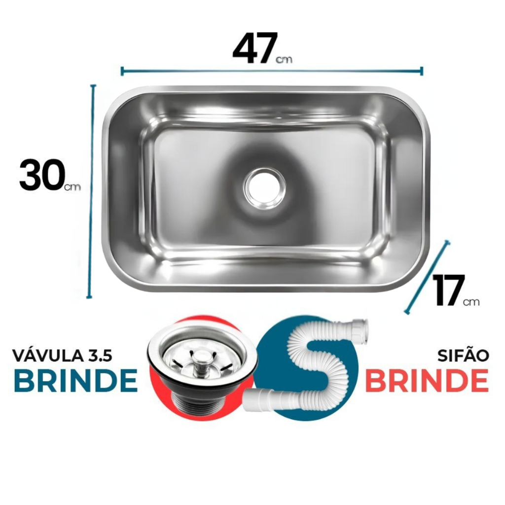 Cuba Pia Numero 1 Cozinha Inox American Steel 47x30x17 Fosco