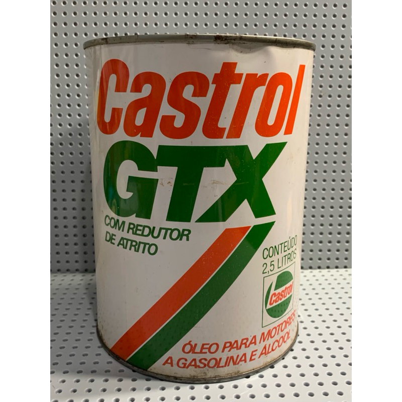 Lata vazia antiga Castrol GTX (Verde) 2,5 Lt óleo lubrificante carro anos 80/90