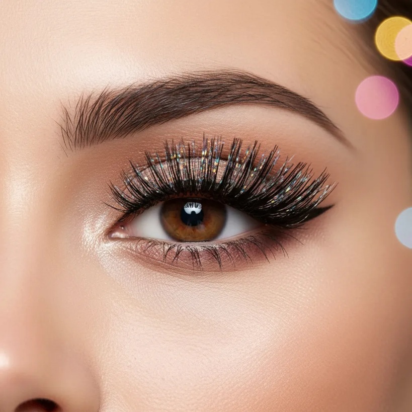 Cílios Postiços Brilhantes Para Maquiagem De Carnaval
