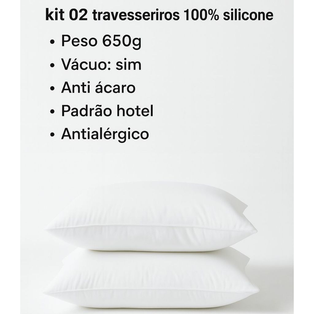 Kit 02 Travesseiros de plumas de ganso sintético 50x70 Promoção anti acaro macio antialérgico padrão Hotel Promoção