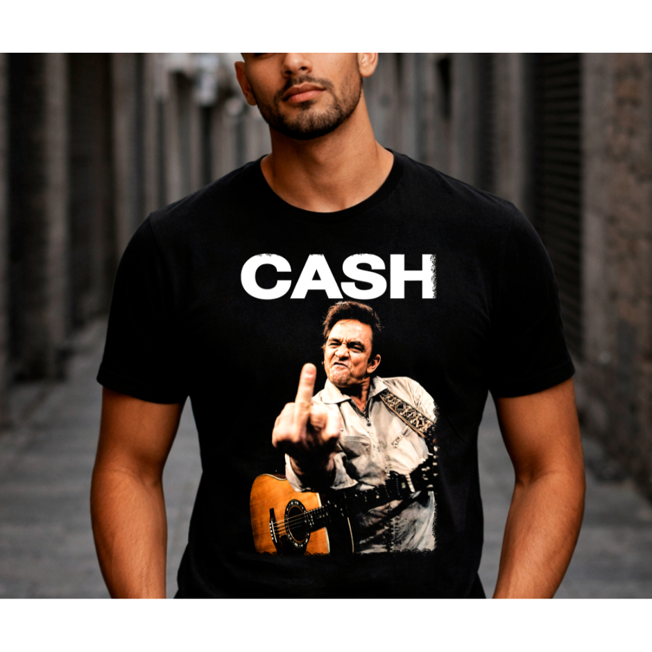 Camiseta JOHNNY CASH The Man in Black Country Folk Música Clássica Unissex 100% Algodão