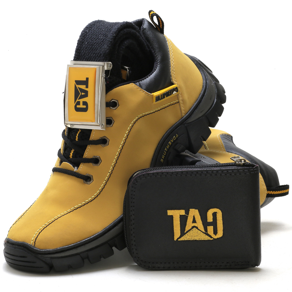 bota Caterpillar tênis sapato promoção kit acessórios