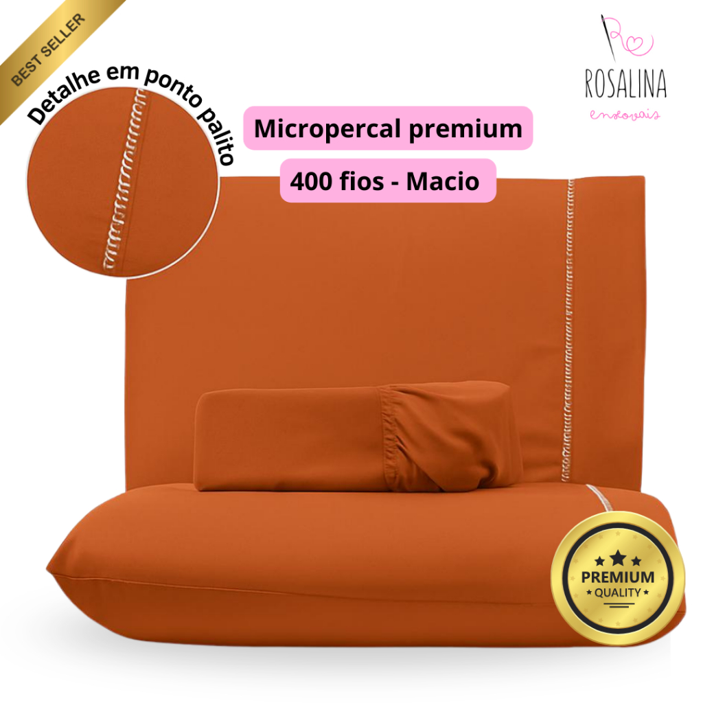 Jogo Lençol 400 Fios Premium Micropercal Hotel Toque Macio Não Amassa Suave Kit 3 Peças