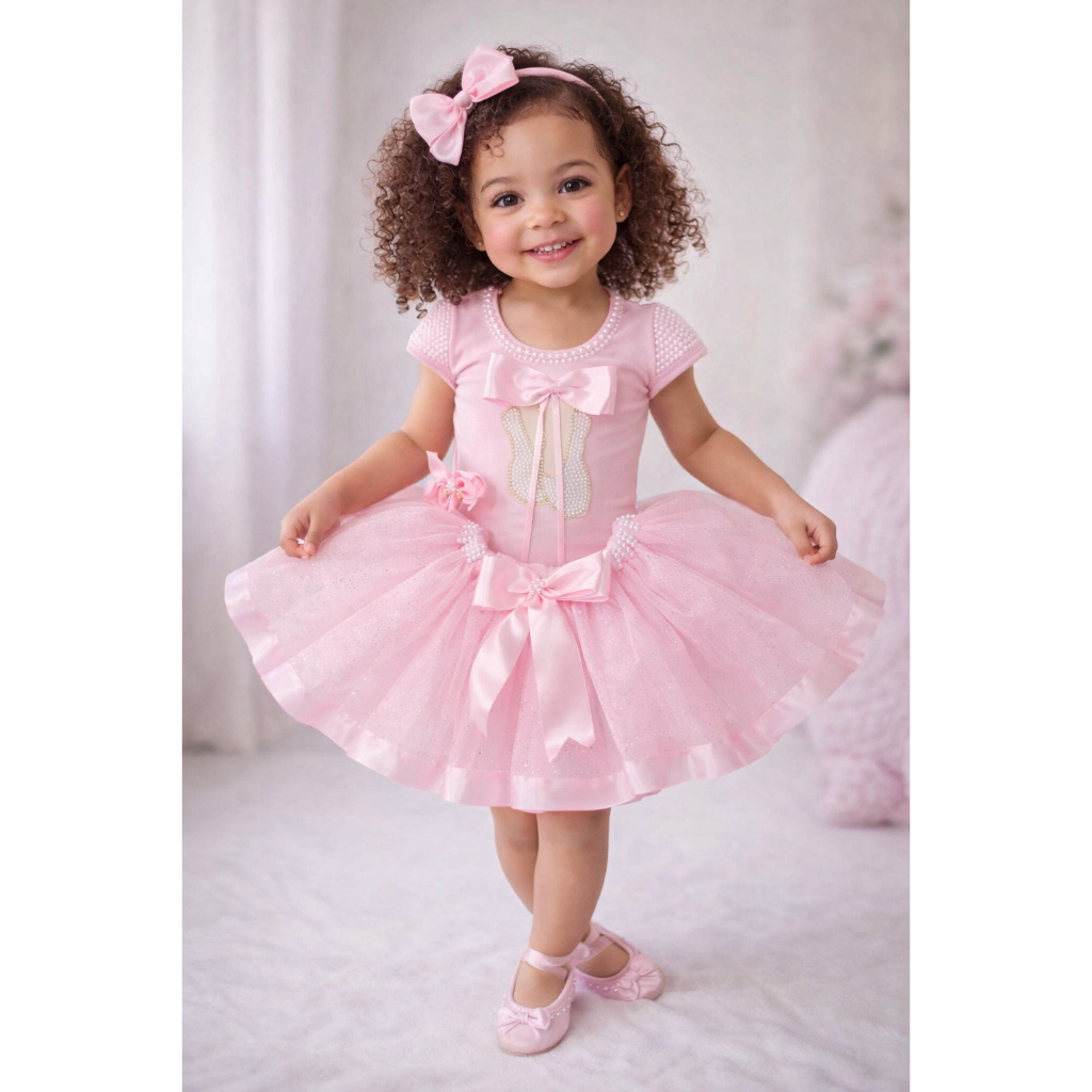 Kit Bailarina Sapatilha Rosa 1ano até 10 anos