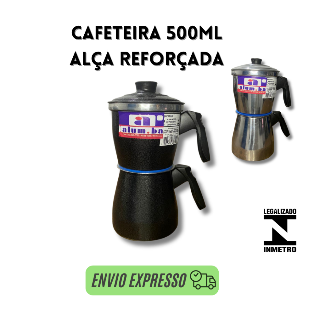 Imagem Cafeteira Alumínio 500ml Italiana Fogão Café Expresso Manual Portátil Durável Resistente Casa