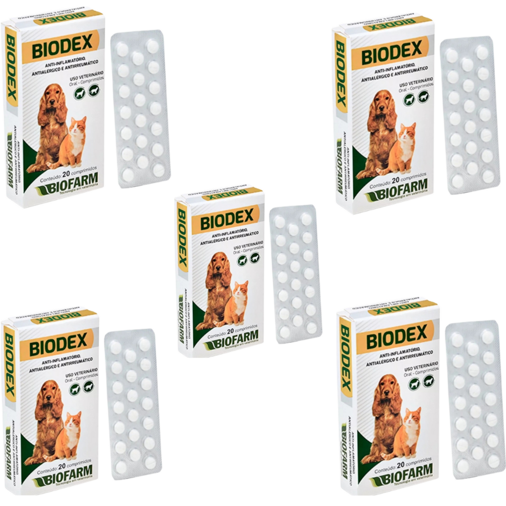 Kit 5 Biodex Remédio Alergia Para Cães E Gatos - Biofarm