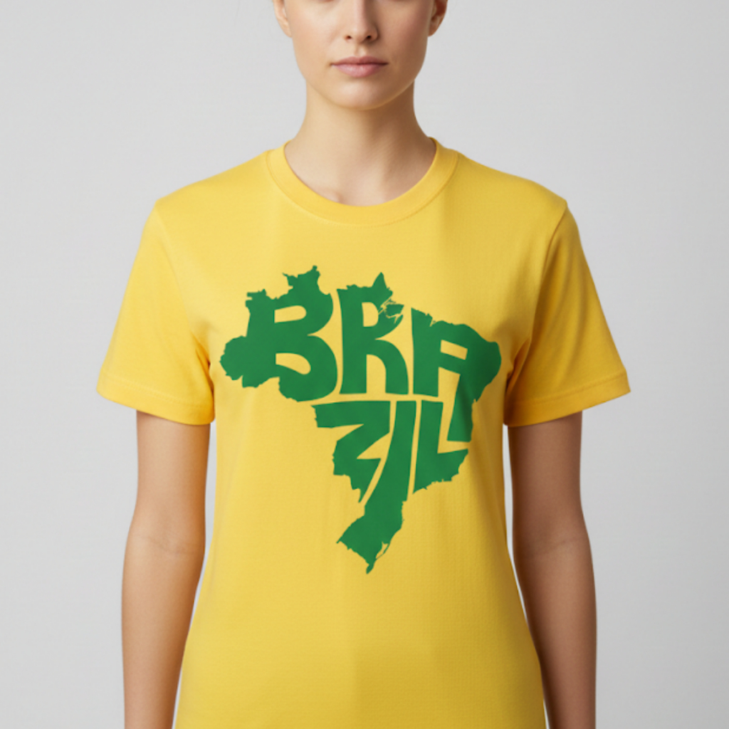 Camiseta Camisa Feminina Brasil Mapa Copa Do Mundo Futebol 2026 Estilosa blusinha