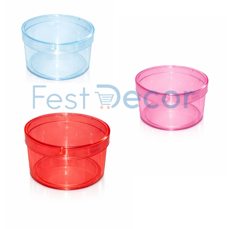 Kit Caixinha Redonda Translucidas 6x4 - para decoraçao de festas - lembrancinhas de festas em Oferta na Shopee
