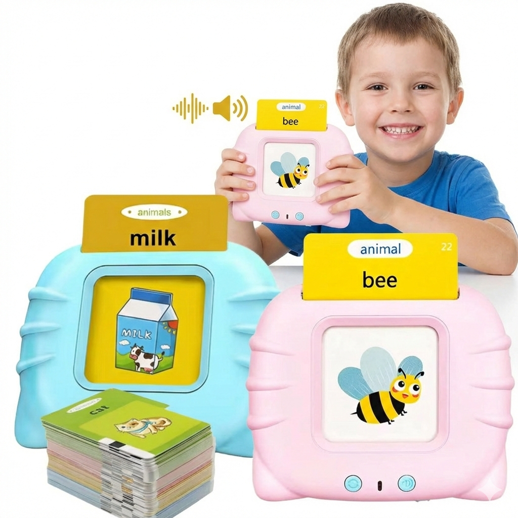 Leitor de Cartões Educativo Flash Cards Brinquedo Alfabetização Bilingue kids Inglês e Português em Oferta na Shopee