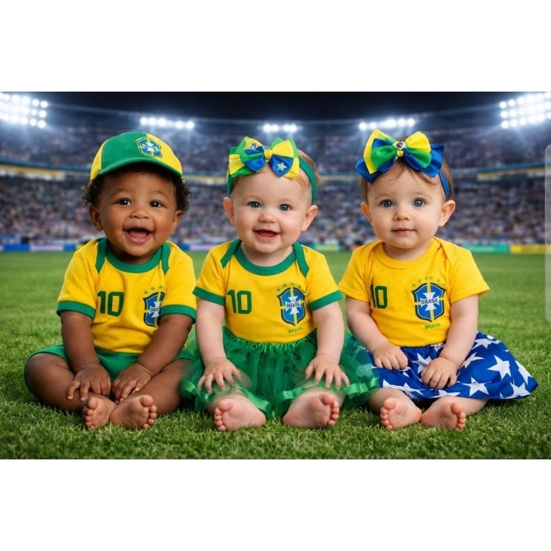 Body Tematico Bebe Do Time Brasil Mesversario Bory Bori Bory Bodi Fantasia Bebe Body Brasil Copa com Saia Meninas