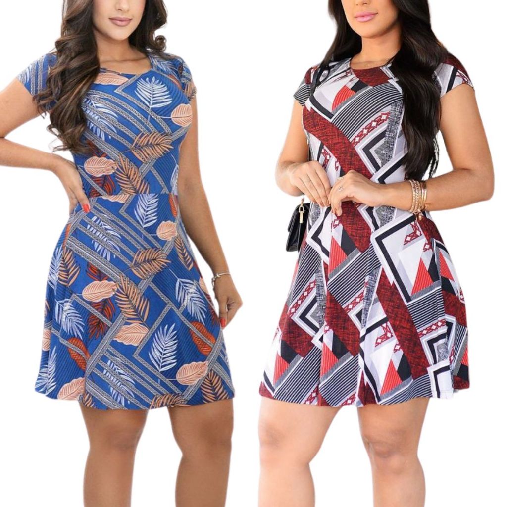 Vestido Feminino Evasê em Malha Fria Liganete – Manga Curta, Soltinho e Confortável