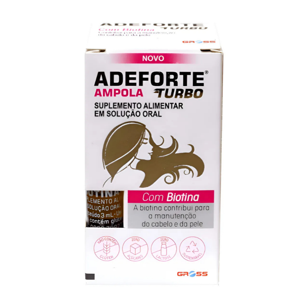 Adeforte Turbo + Biotina 3ml - Via oral - Suplemento Capilar Unha Pele