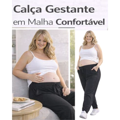 Calça Gestante confortável de malha Elástico - Calça para grávida cintura fléxivel Lançamento