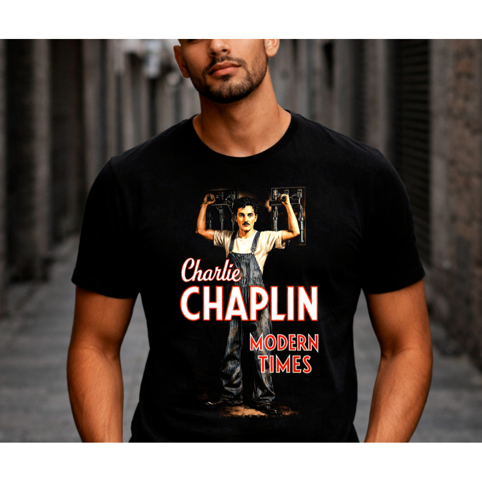 Camiseta CHARLIE CHAPLIN Modern Times Cinema Clássico Cult Unissex 100% Algodão
