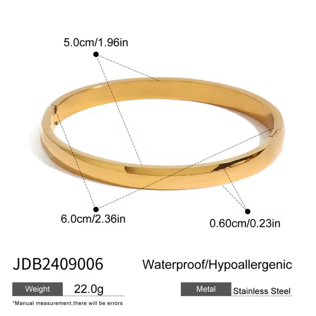 Pulseira Bracelete Liso Aço Inoxidável 316L Masculino e Feminino Unissex Dourado Prata Moda Presente 6mma — imagem 2 de 2